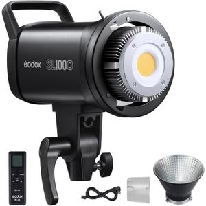Godox SL100D Daylight LED Video Light, 100W 5600K 32100Lux @1M CRI 96+TLCI 97+ Bowens Mount COB LED Continuous Light, 8 FX Effects 0-100% Brightness Studio Light with APP Control