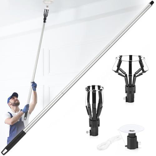 12FT Light Bulb Changer for High Ceilings, Light Bulb Changer with Baskets and Suction Cup, Light Bulb Removal Tool with Pole