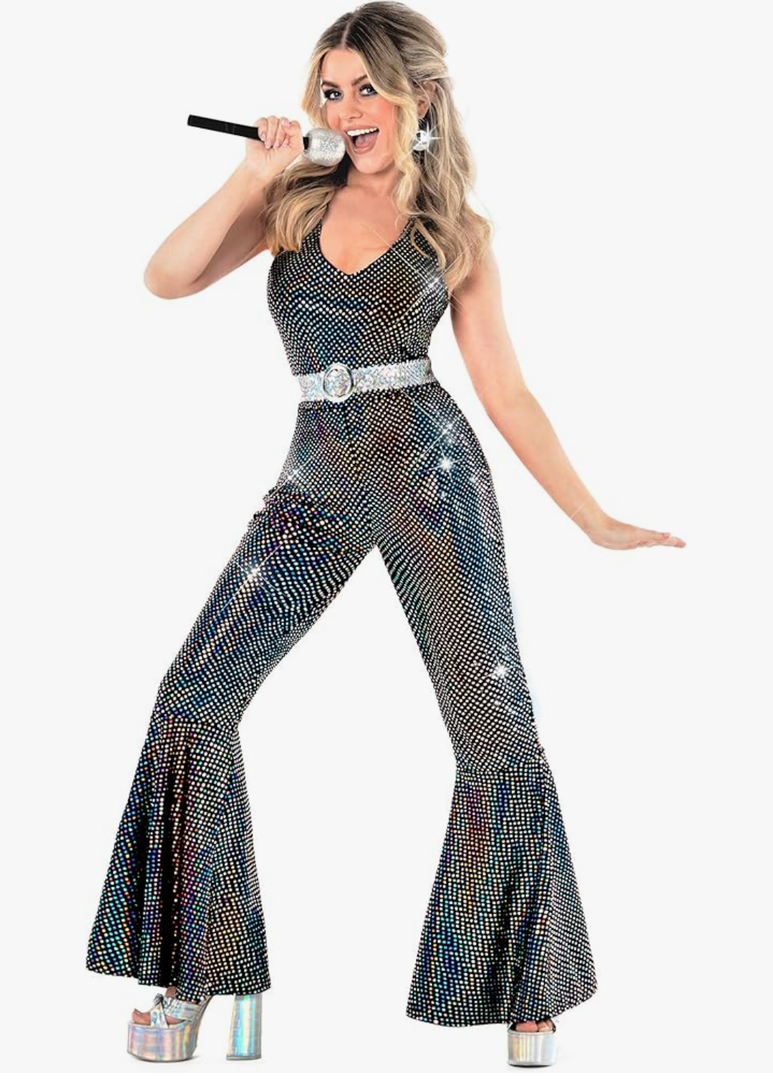 Morph Disco Costume Women - 70s Retro Jumpsuit Costume For Parties & Halloween - 70s Disco Outfits For Women, Large
