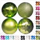 Emopeak 4Pcs Christmas Balls Ornaments for Xmas Christmas Tree - 4 Style Shatterproof Christmas Tree Decorations Hanging Ball for Holiday Wedding Party Decoration (Grass Green,4"/10CM)