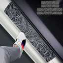 4 Pcs Topographic Topography Map Exploration Discover Carbon Fiber Car Door Front/Rear Sill Plate Protectors, Reflective Sticker Decorative Door Entry Guard Door Threshold Scratch Pad Film