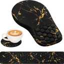 3 in 1 Ergonomic Wrist Rest for Keyeboard and Mouse, Non-Slip Desk Mouse Pad with Wrist Support, Keyboard Wrist Rest and Mouse Pad Set Massage Design (Black Marble)