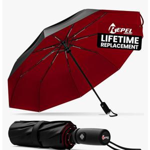 REPEL Windproof Travel Umbrella - Compact & Withstands Winds up to 85MPH , Strongest Premium Auto Folding Umbrella for Rain and Sun - Durable, Light & Portable for Women & Men , Fits Backpack & Cars