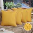 DFXSZ Outdoor Pillow Covers 18x18 Inch Set of 4 Square Pure Yellow Couch Outdoor Summer Waterproof Pillow Covers Decor for Patio Funiture Garden Sofa FS024B18