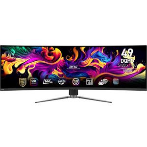 msi MPG 491CQP QD-OLED, 49 Curved OLED Gaming Monitor, 5120 x 1440 (DQHD), 0.03ms Response time, 144Hz, True Black HDR 400, HDMI, DP Port, USB Type C, Tilt, Height