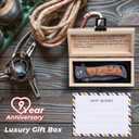 9th Pottery Anniversary Pocket Knife for Him, Engraved 3.3" EDC & Outdoor Folding Knife with Elegant Gift Box, Olive Wood Handle Personalized Keepsake for Husband, Boyfriend, Ideal for Camping, Hiking