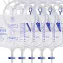 5PCSCatheter Bags for Men,2000MLUrinary Drainage Bag,Reusable Urine Bag,Lengthened Catheters Tude,with Anti-Reflux Chamber Clips and Hanging Hook,Professional Urinary Bag for Incontinence