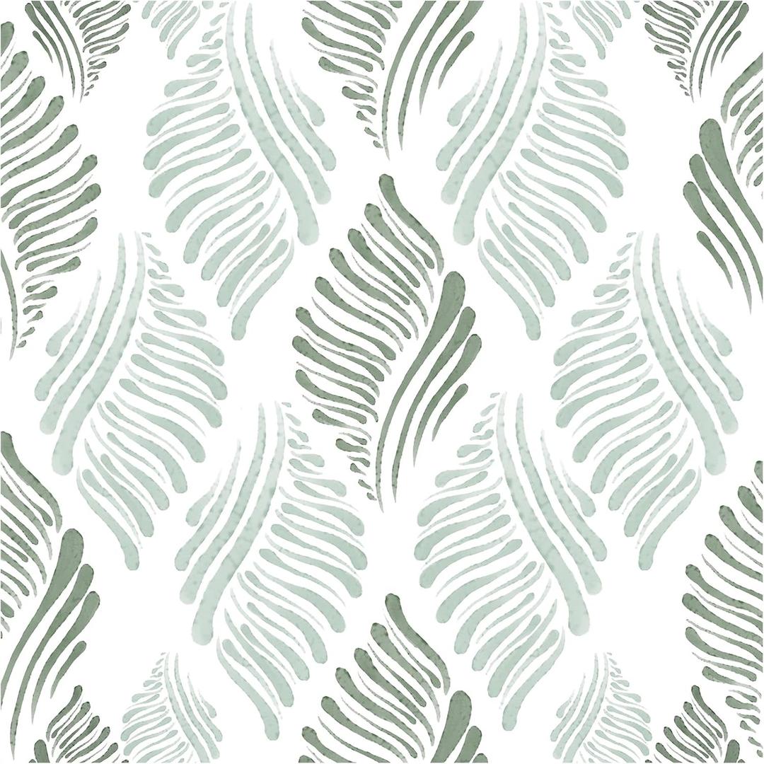 Theper Green Wall Paper Peel and Stick Wallpaper Modern 17.3"393" Boho Contact Paper for Cabinets Green and White Self Adhesive Removable Wallpaper for Bedroom Geometric Wallpapers Vinyl Home Decor