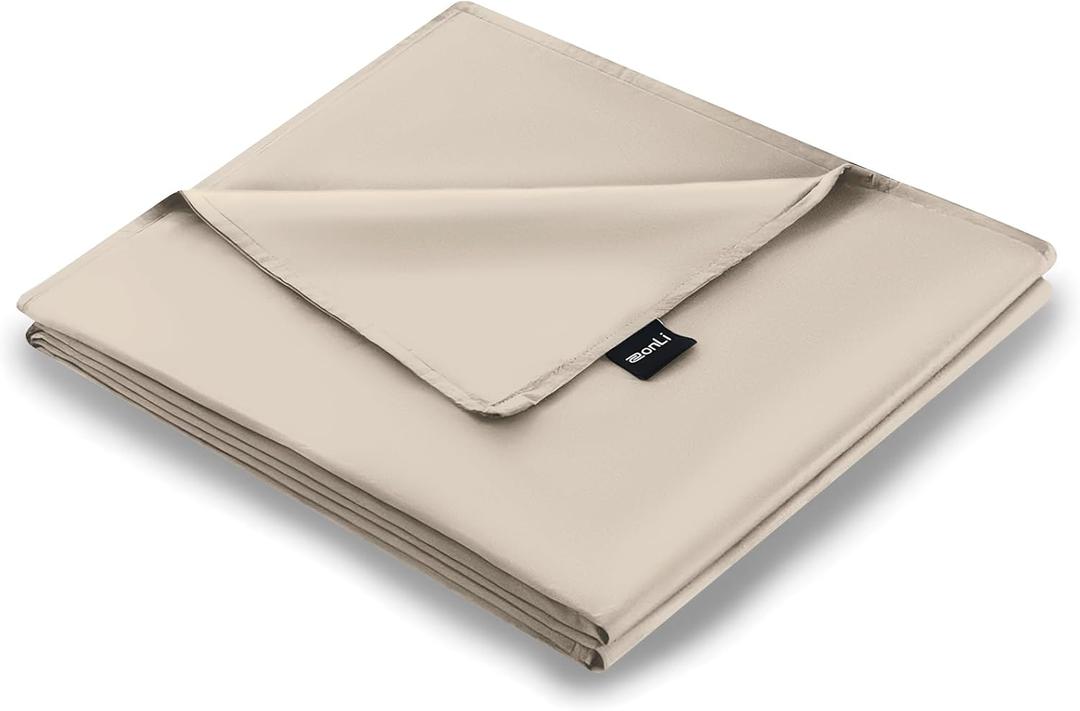ZonLi 80"x87" Khaki Duvet Cover, Oeko-texCertified 100% Cotton, King Size RemovableDuvet Cover for Weighted Blanket