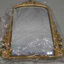 Small Vintage Vanity Makeup Desk Mirror Antique Traditional Chic Arch Table Mirror GoldDecor Wood Framed Small Standing Carved Arendahl Mirror for Living Room,Bedroom,Tabletop 11.8" x 9.6"