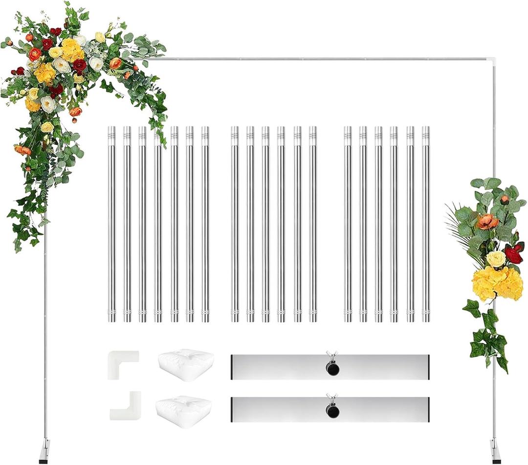 KOMCLUB Metal Arch Backdrop Stand Wedding Balloon Arch Stand 8.9FT Square Arched Frame Ceremony Birthday Party Graduation Bridal Baby Shower Anniversary Background Decoration