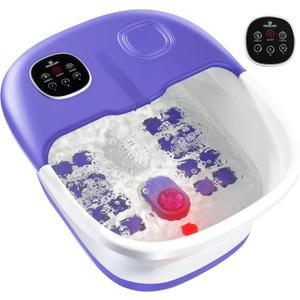 Medical king Foot Spa with Heat and Massage and Jets Includes A Remote Control A Pumice Stone Collapsible Foot Spa Massager with Heat and Massage Bubbles and Vibration (Blue)