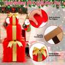 Hillsuren 3 Pack Furry Christmas Nesting Gift Boxes Faux Fur Fabric Stacking Christmas Boxes with Hot Glue Gun Kit Ribbon for Xmas DIY Craft Holiday Present Wrapping Party Decor(Bright Style)