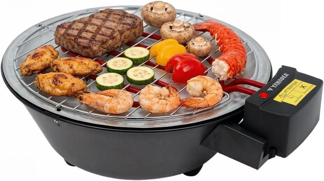 Electric Grill Outdoor Indoor Cooking,Smokeless BBQ,Portable Removeable Grill, (330)