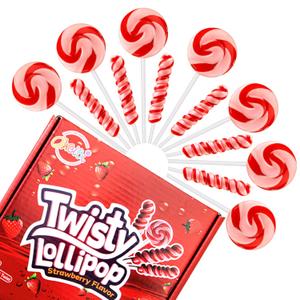 Pink Twisty and Swirl Lollipops, Pink Candy Individually Wrapped Suckers, Valentines Lollipops Candy Bulk, Kid's Lollipop for Birthday Party, Strawberry Flavor 36 Pack (EXP 07/15/27)