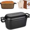 3.6QT Oval Dutch Oven for Bread Baking - Pre-Seasoned Cast Iron Sourdough Bread Pan with Lid