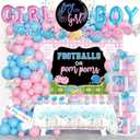 Football Gender Reveal Decorations, Baby Boy or Girl Gender Reveal Party Decor, Football or Pom Poms Backdrop Balloon Banner Tablecloth Cake Topper Box Sash for Touchdown Cheerleader Supplies