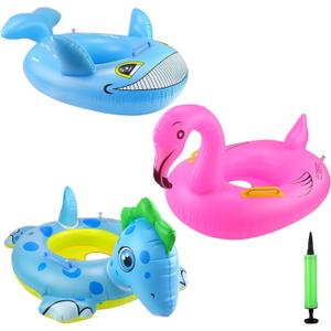 24" 3 Pack Pool Inflatable Floats for Kids, Dinosaur Flamingo Whale Swim Floats Tube Rings,Swimming Rings for Kids Swimming Pool Beach Summer Water Float Party Outdoor