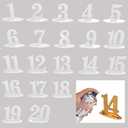 Wedding Table Numbers with Holder Base, White Wooden Numbers 1-20, Table Cards Wedding Reception for Banquets, Cafes, Restaurants, Hotels, Parties
