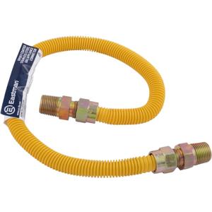 Eastman 24 Inch x 1/2 Inch OD Flexible Gas Line Connector with (2) 1/2 Inch MIP Fitting Ends for Natural Gas and Liquid Propane, Stainless Steel, Yellow, 20YE505024B