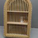 Rattan Wall Shelf - 3 Tier Boho Arched Wicker Hanging Shelves, 20.1 x 12.2 x 4.4 inches
