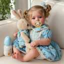 Realistic Baby Dolls Real Reborn Baby Dolls 45 cm Lifelike Toddler Girls Soft Fabric Body with Long Blonde Hair, with Clothing Accessories for Children from 3 Years