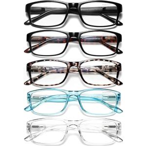 Gaoye Reading Glasses Men/Women, Eyeglasses, Blue Light Readers for Men/Women, Computer Eye Glasses, Cheaters (A2-5 Pack Mix Color), Magnification Strength: 1.25 x