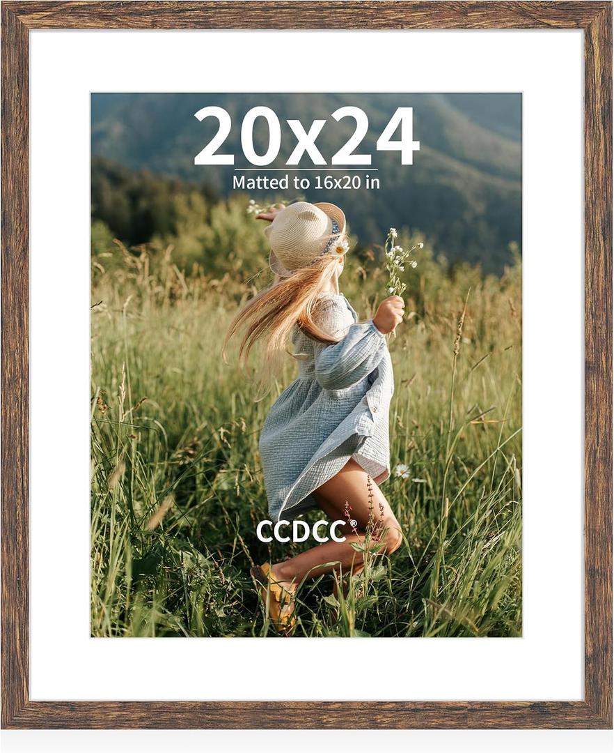 20x24 Picture Frame, Wooden Photo Frames with Tempered Glass, 1 Pack, 20x24 in