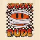 Toddler Halloween Shirts Baby boy Spooky Dude T-Shirt Funny Bandages Face Graphic Tee Bats Print Spooky Season Tops (5-6 Years, Beige)