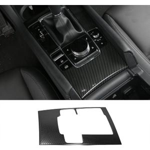 Car Accessories Fit for 2019 2020 2021 2022 2023 2024 2025 Mazda 3 Axela Interior Gear Shift Knob Console Media Panel Cover Trim (Carbon Fiber Style) Stainless Steel 1 PC