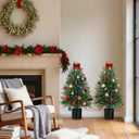 3FT Artificial Topiary Cedar Trees, 2Pack Faux Plants with Pot