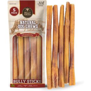 Bully Bunches Premium 12 Inch Standard Odor Free Bully Sticks for Small & Medium Dogs - Consistently Sized, Long Lasting Chews for Oral Care - All Natural Beef Dog Treats, (5 Pk)