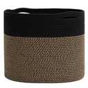 Goodpick Woven Rope Storage Basket, Blanket Basket for Towel, Shoe, Clothes, Large Toy Storage for Playroom, Living Room, Nursery, Toy Bin, Black (15.8x15.8x13.8 Inch (Pack of 1), Black & Mix Jute)