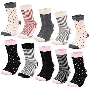 10 Pairs Womens Cotton Socks Soft Ladies Multiple Colors Patterned Original Design Gifts Socks for Womens Girls (Mixed Color 6)