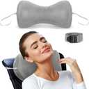 Chunful Dog Bone Shaped Chiropractic Neck and Back Pillow for Cervical Support with Adjustable 71 Inches Strap Sofa Lounge Chair Head Pillow for Travel or Use at Home, 15 x 7 x 5 Inches (1pcs,Grey)