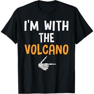 I'm with The Volcano Costume Halloween Matching Couple T-Shirt, Navy Blue, Extra Large 