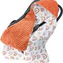 Miracle Baby Car Seat Swaddle Blanket, 2.5 TOG Breathable Cotton Stroller Blanket with 3-Point Harness, Soft Minky Dot Wrap for Infant Boy Girl, 35.4"x35.4" (Rainbow)