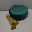 IBUYKE Velvet Round Footrest Stool Ottoman, Makeup Vanity Stool Side Table, Velvet Dressing Table Seat, Pouf Couch Stool, Golden Steel Legs, Green LG-30L (without storage)