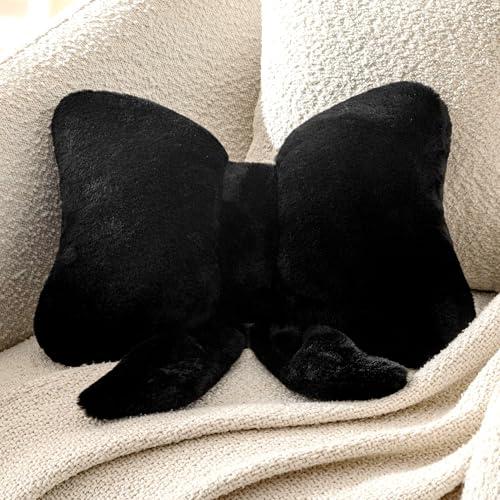 Novohive Bow Pillow Throw Pillows Butterfly Shaped Decorative Cute Pillows for Bed Sofa Cute Home Decor,Black 10 * 8inch