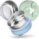 HaWare Baby Bowls with Suction, Stainless Steel Toddler Bowl with Removable Silicone Sleeve, Non-Slip Child Food Bowl with Silicone Suction, Unbreakable Kids Bowls for Feeding, Blue+Green+Grey, 3 Pack