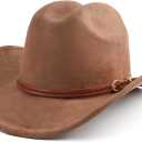 Cowboy Hat for Women and Men Wide Brim Western Cowgirl Hat (One Size, Coffee)