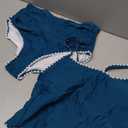 Eomenie Tankini Swimsuit for Women Tummy Control Ruched Two Piece Bathing Suits High Waisted Shell Stitch Swimwear Blue
