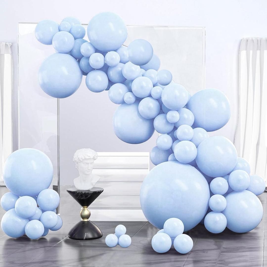 PartyWoo Baby Blue Balloons 127pcs Different Sizes of 36, 18, 12, 10, 5 Inch Light Pastel Sky Aqua Blue Balloon Arch Kit Garland for Graduation Baby Shower Gender Reveal Easter Party Decorations Blue-Q13