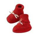 LAWKUL Baby Booties Christmas Newborn Babe First Walkers Crib Shoes Xmas Socks Crochet Boots for Infants Boys Girls Red 3-6M