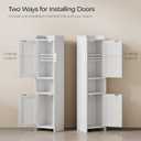 Bathroom Cabinet with 2 Doors, 7.3 x 9.8 x 40.4 Inches, Small Freestanding Storage Cabinet with Adjustable Shelf, Floor Cabinet for Small Spaces, Bathroom, Entrances, Kitchen, White