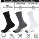 Monxiery Mens Cotton Cushioned Crew Socks, Athletic Performance Moisture Wicking Work socks (White)