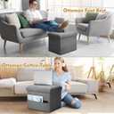 Storage Ottoman with Extra Thick Foam Padded Seat, Foldable Foot Rest Stool with Linen Fabric, 43L Ottoman with Storage Bench for Bedroom Living Room, Holds Up to 300lbs, 17x13x13in, Dark Gray