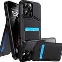 WSKEN for iPhone 16 Pro Wallet Case with Stand-RFID 2 Card Holder Slot Hidden Kickstand Compatible with MagSafe Strong Magnetic PU Leather Slim Shockproof Phone Cover,Black