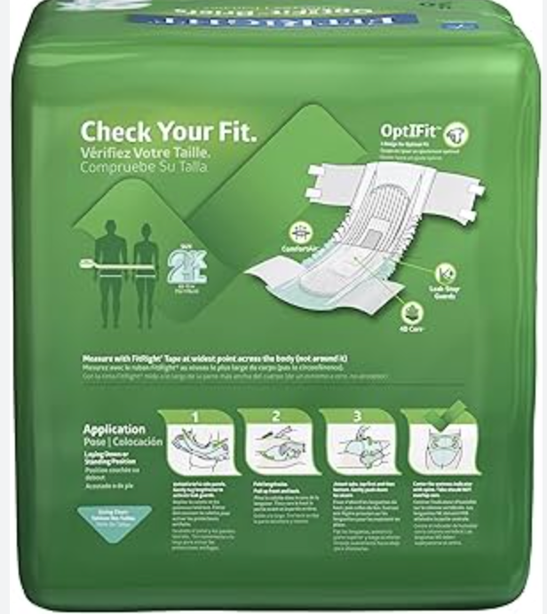 FitRight OptiFit Extra Adult Briefs with Tabs, Unisex, XLarge (5664 Inches), Moderate Absorbency, Comfortable and Protective, Ideal for Medical Patients, Hospitals, Nursing Homes, Pack of 20