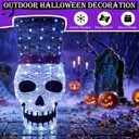 36" Lighted Skull with Top Hat,100 LED Prelit Skull Outdoor Halloween Decor